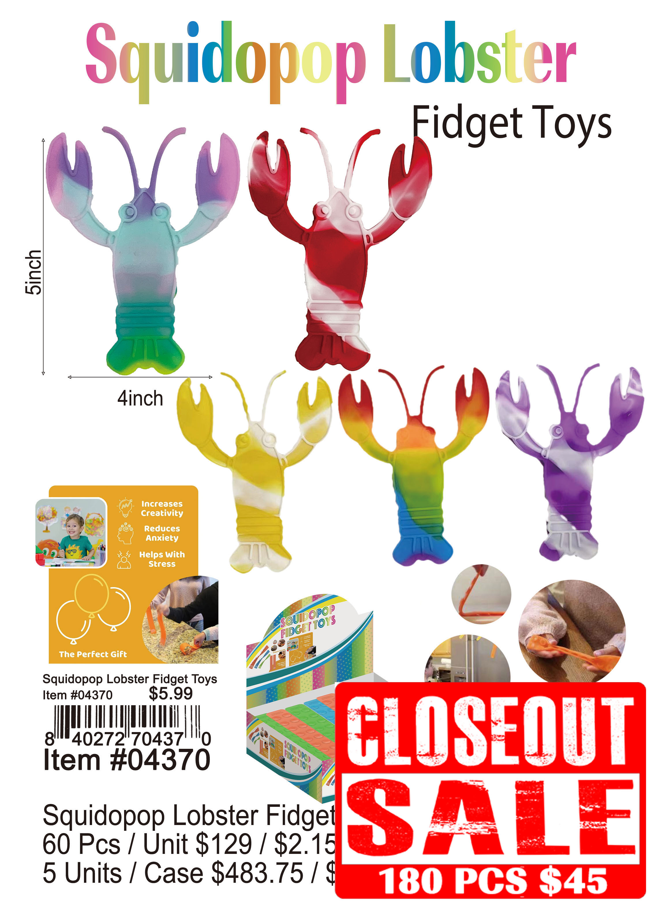 Squidopop Lobster Fidget Toys (CL)